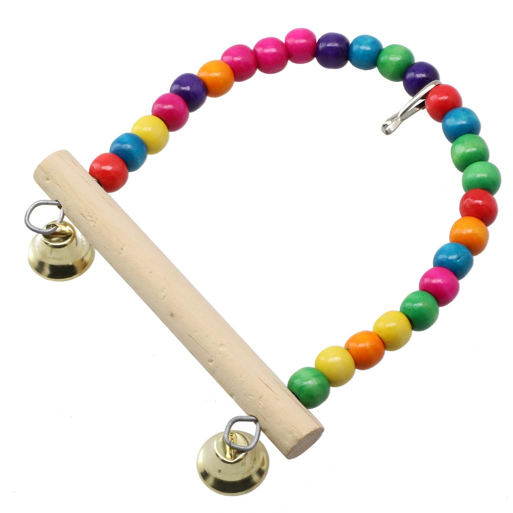 Bird Swing Toy Parrot Cage Toy Natural  Perch With Plastic Beads