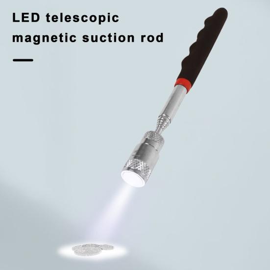 Telescoping Magnetic Pickup Tool with LED Light Non-Slip Stainless Steel Extendable Magnet Pickup with Plastic Handle for Bolts Metal