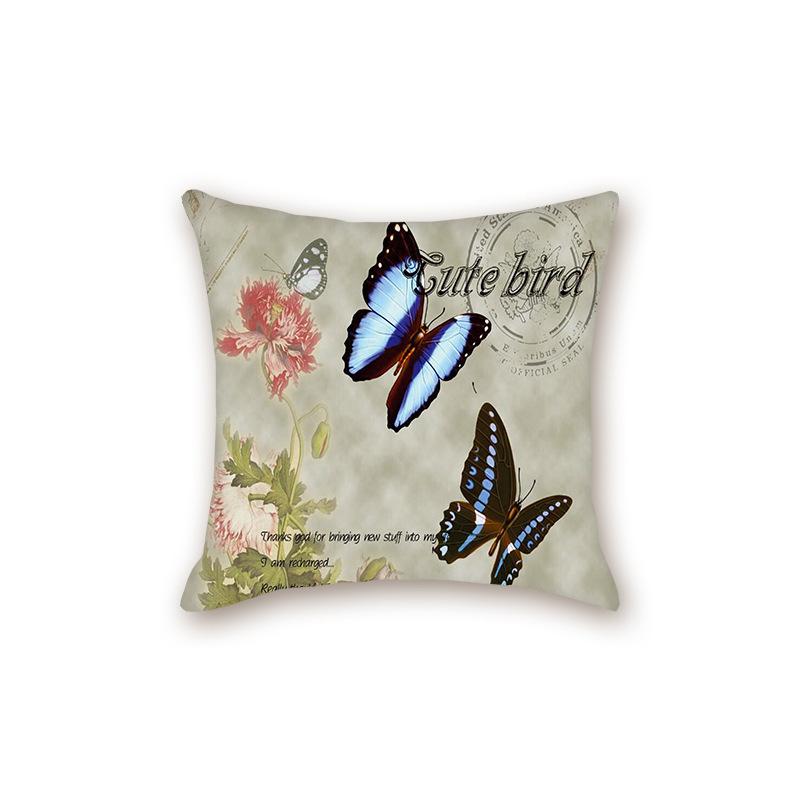 

New Retro Stamp Series Decorative Sofa Cushion Pillow Cover Bedside Bedroom Backrest Pillow linen-45x45cm double-sided [without pillow core]
