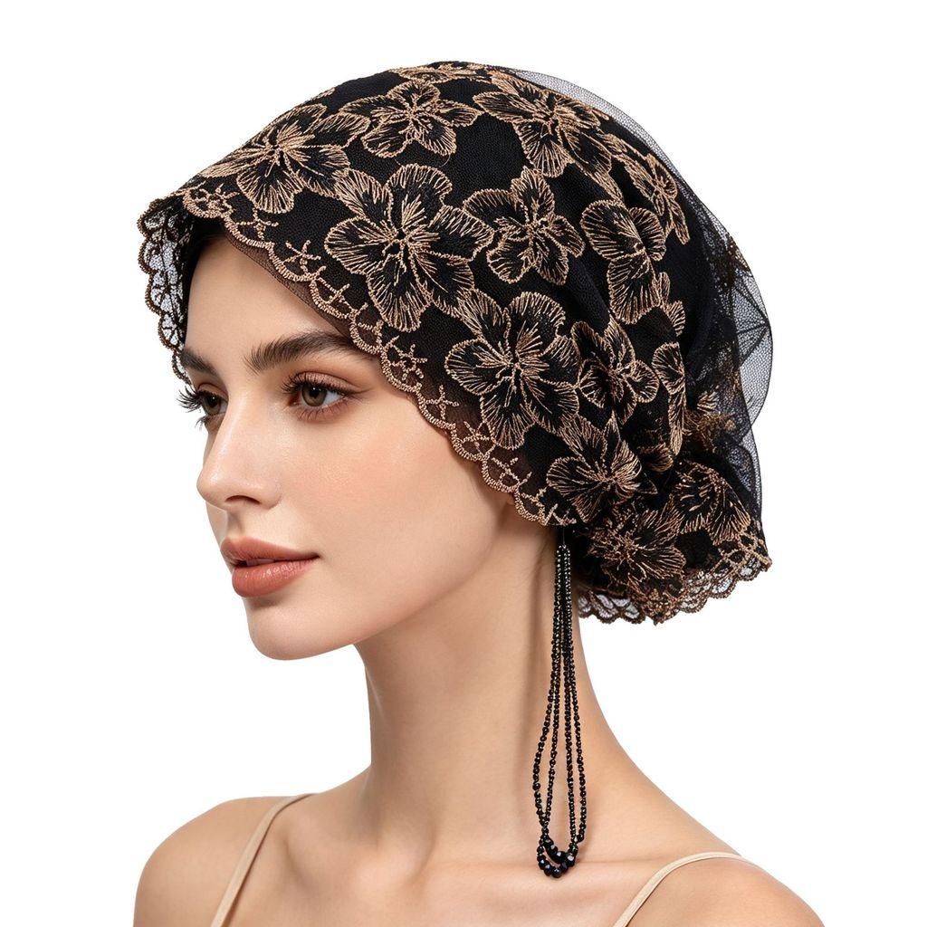 Polyester Flower Embroidered Sun Hat With Flowy Tassels For Summer Fashion Accessory