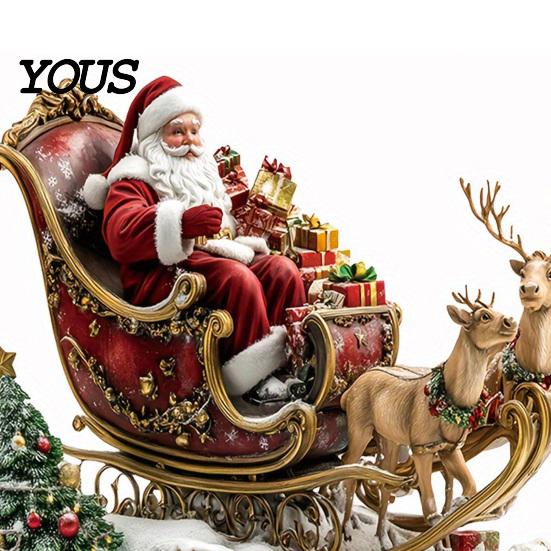Kreatives Weihnachtsgeschenk für die Familie 2D Flacher Weihnachtsmann auf Rentierschlitten Dekoration, Acryl Claus Schreibtisch Modernes Feiertagsbüro Schreibtischornament