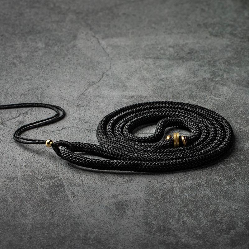 Handmade Adjustable Black and Red Woven Copper Pendant Necklace for Men and Women