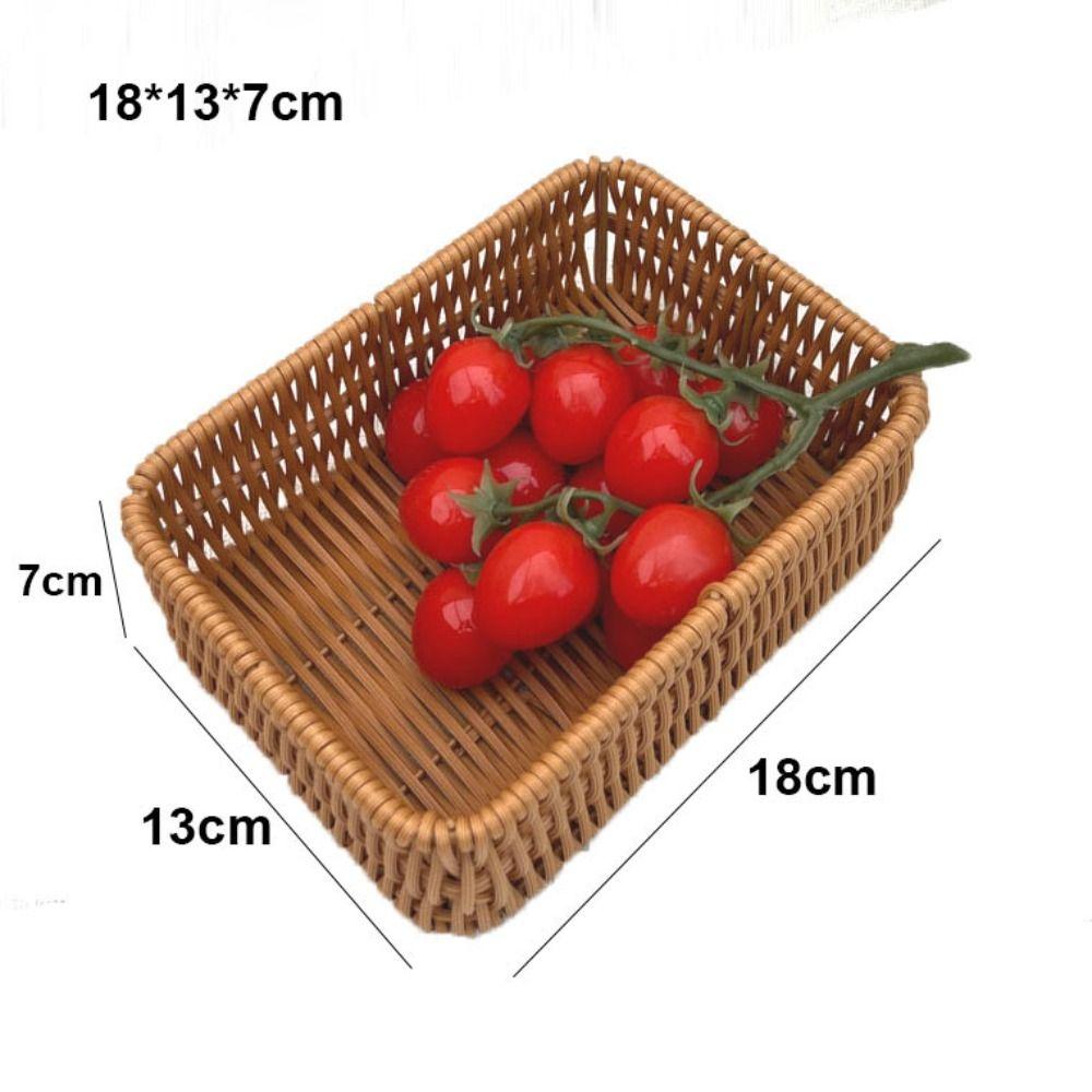 Khaki Bread Fruit Vegetables Basket Hardness Rattan Basket Restaurant Serving Tabletop Display