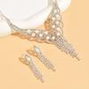 3pcs Women's Jewelry Set Rhinestone Tassel Necklace Earrings Bridal Wedding Accessories