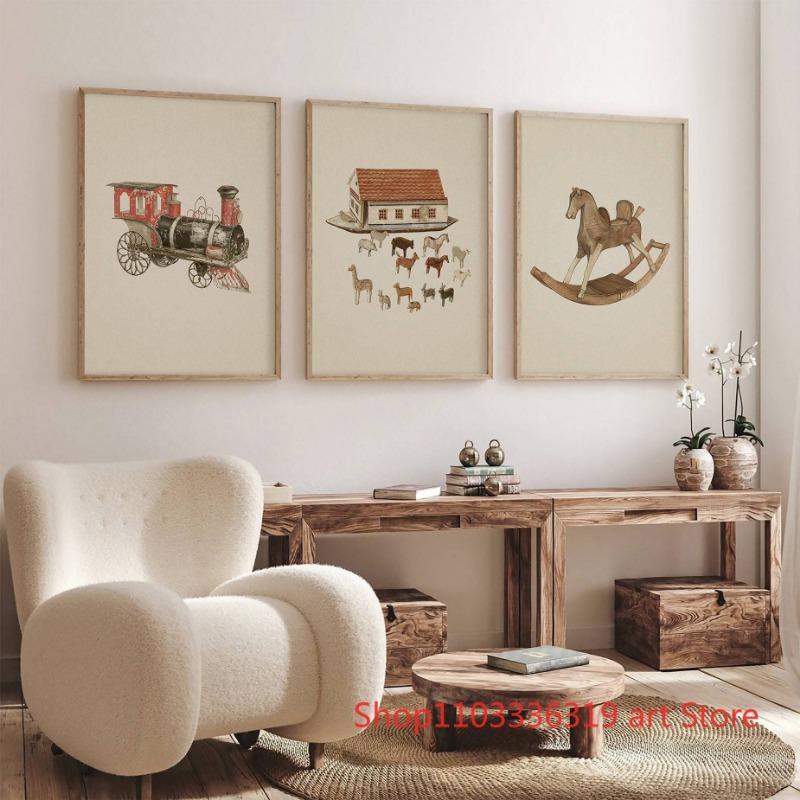 Old Vintage Style Ancient Transportation Animal Art Poster Canvas Painting Wall Prints Picture for Living Room Home Decor