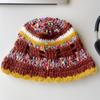 Winter Stripe Pattern Crochet Bucket Hat Ladies Commute Camping Fisherman Cap with Stripe Pattern for Girlfriend