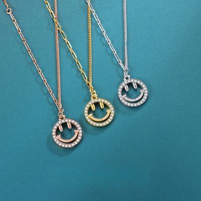Smile Smiley Face Necklace Female Niche Personality Exquisite Geometric Design Sense Item Decoration Collarbone Chain Female