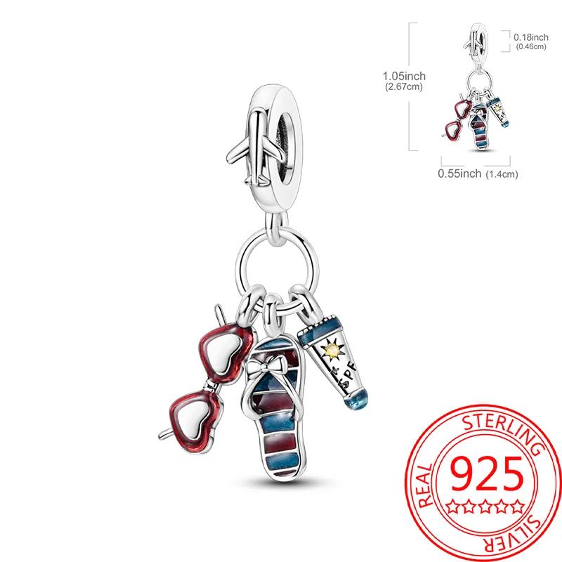 Copper Mr. Pirate & Treasure & Gold Coin & Turtle Beach Fruit Shell Blue Beads Fit Original Bracelet Diy Fine Jewelry Gift