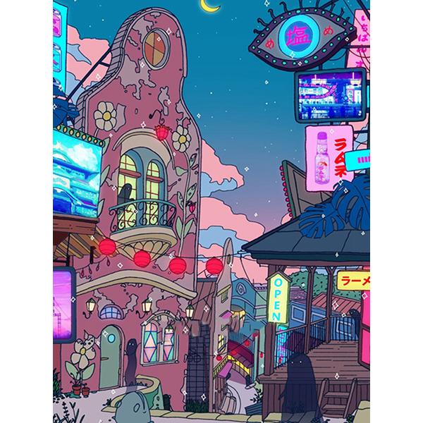 

5D Diy Алмазная картина японского аниме Ночная сцена Вышивка Мозаичная картина Полный бриллиант Украшение комнаты Наклейка на стену Full Round 20x30CM