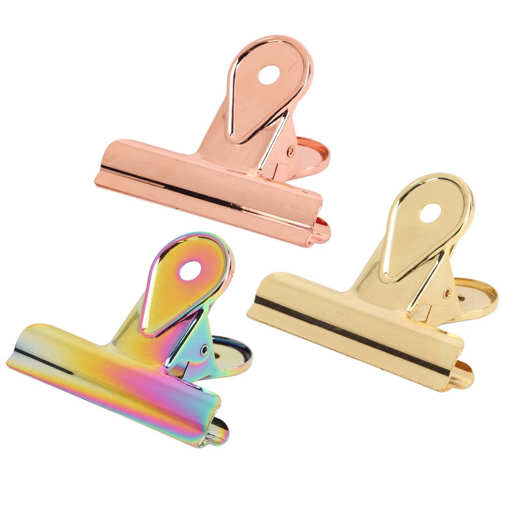 3Pcs Elliot Folders 65mm Assorted Colors File Paper Clips for Office Home School
