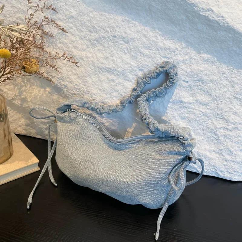 PU Solid Color  Hot Selling Women's Shoulder Bag Zipper Trendy Fashion Hobos Handbag Soft Simple Versatile Crossbody Bag