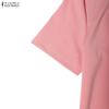 ZANZEA Vestido Casual Feminino de Verão com Gola Redonda e Manga Curta Plissado