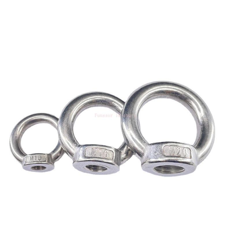 10Pcs Eye Bolt nuts M3~M24 Length 9mm-80mm 304 Stainless Steel Lifting Eye Screw Ring Hooking Loop Hole for Cable Rope