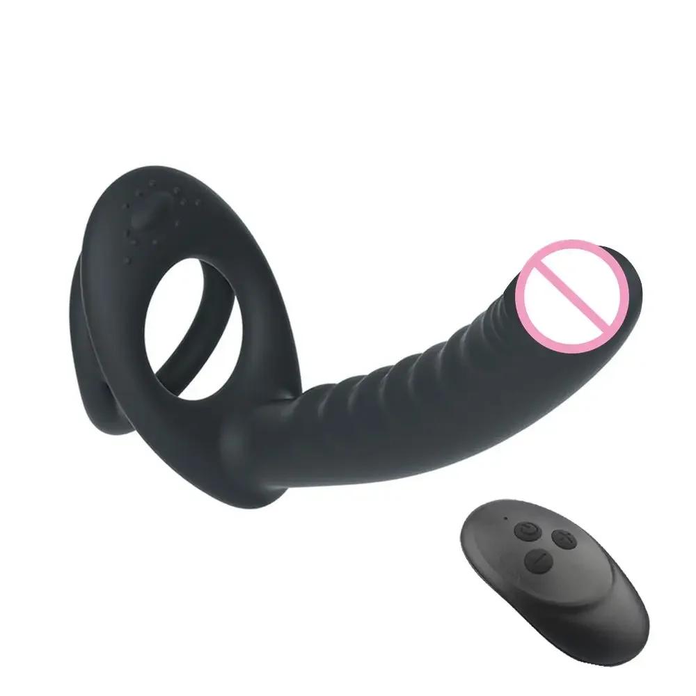 Double Penetration Strap On Anal Vibrator for Couples Dildo Vibrator Anus Plug G Spot Clitoral Vagina Vibrator Intimate Adult Sex Toys Masturbator