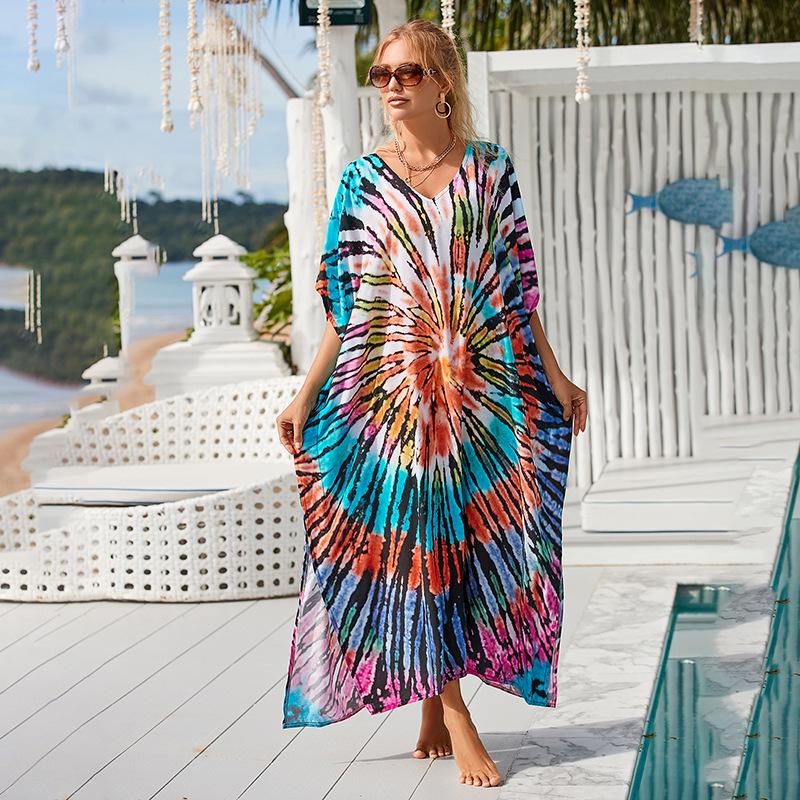 2022 European & American Plajă Rayon Acoperire Robă Lungă Costum de Baie Rochie de Damă