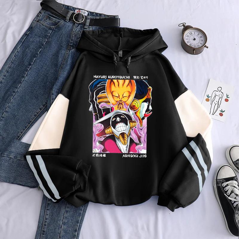 Hot Anime BLEACH Kurotsuchi Mayuri Print Hooded Women Casual Oversized Hoodies Manga Streetwear Harajuku Unisex Sweatshirt
