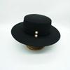 French Vintage British Versatile Thousand Birds Black Camel Red Wool Flat Top Hat Female Autumn And Winter Celebrity Felt
