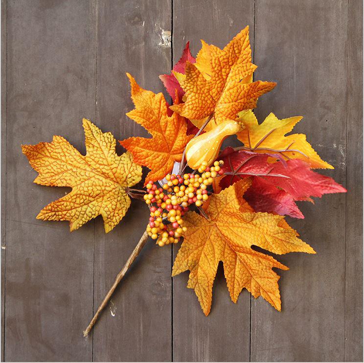Autumn Maple Leaf Silk Branches for Home Thanksgiving Decorations