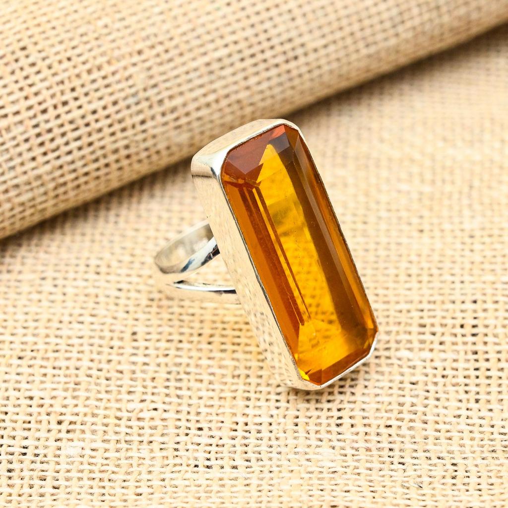 Honey Topaz Gemstone Handmade 925 Solid Sterling Silver Jewelry Pretty Ring For Women