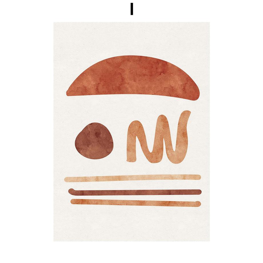 Boho Abstract Geometric Lines Coral Leaves Wall Art Canvas Painting Nordic Posters And Print Wall Pictures For Living Room Decor