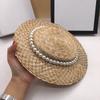 Straw Ladies Pearl Mesh Decoration Straw Hats Retro Tide Beach Sun Shade Womens Summer Caps Gril Fashion Elegante Wide Brim Hat