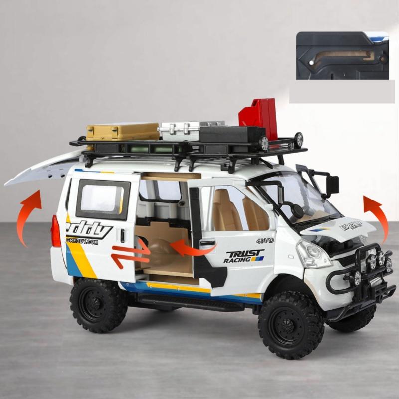 1/24 WuLing VAN Off-Road Vehicle Alloy Muscle Car Model Sound and Light Pull Back Children's Toy Collectibles Birthday Gift