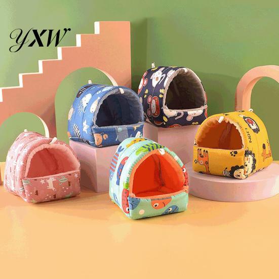 Rat Beds Guinea Pig Nest Cartoon Pattern Pet Hideout Warm Squirrel Small Animal Hamster Bed House Cage Accessories Fashion