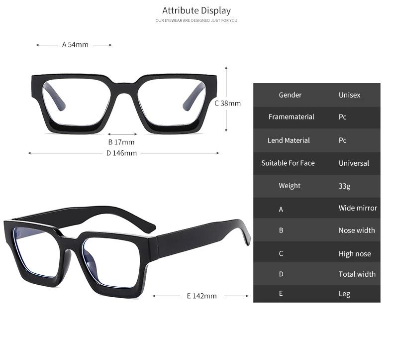 Retro Square Light Eyeglass Frame Women Men Transparent Unisex Glasses For Female Male