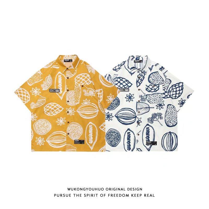 

Граффити Рубашка Fun Country Fashion Man Brand Ins Style Футболка Гавайский пляж Рубашка Повседневная пара с коротким рукавом Мужская и женская рубашка