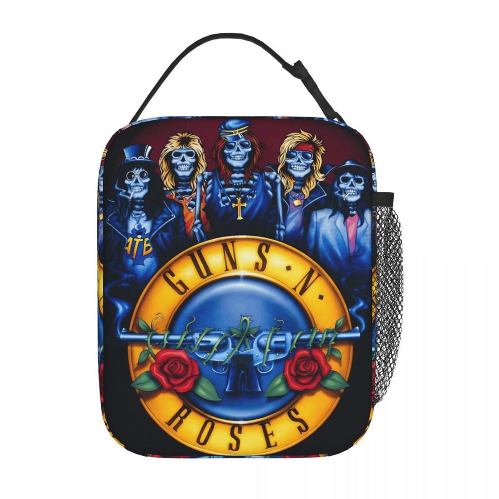 Guns N Roses Band Lunch Bag Retro Lunch Box School Portable Thermal Lunch Bags Graphic Cooler Bag