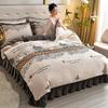 Cozy Flannel 230g Milk Velvet Printed Bed Set with Skirt - New Autumn/Winter Collection, Hot Seller