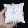 Satin Pocket Ring Pillow Double Heart Crystal Rhinestone Cushion Wedding Party Anniversary Supplies