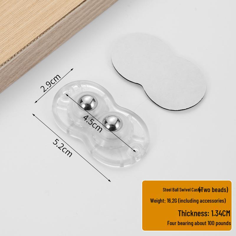 Punch-Free Adhesive Caster Wheels - Silent, Wear-Resistant, Ball Bearing, Thickened Base for Household Mobility.