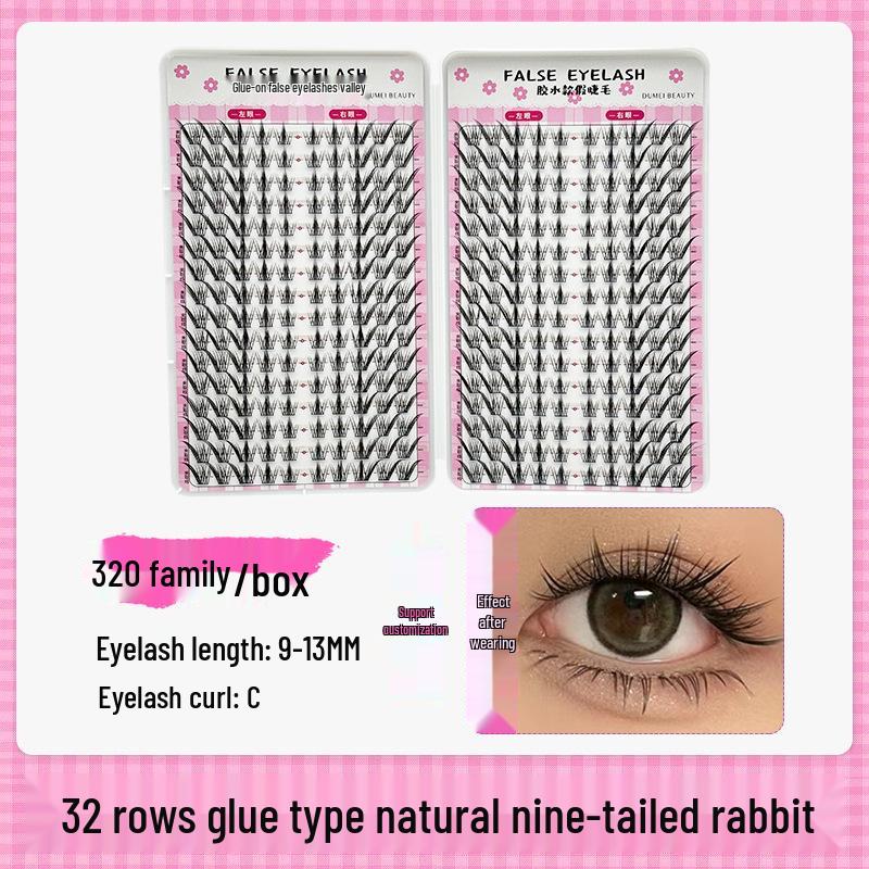 Cross-Border Large Capacity Glue Style False Eyelashes - 32 Rows Natural Lively Photogenic Comic Segmented Lashes