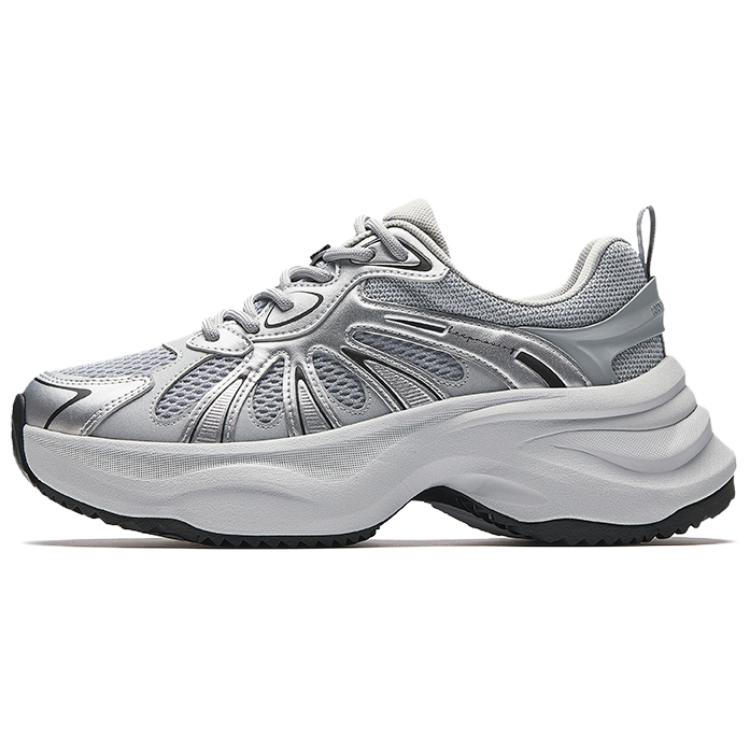 Anta Butterfly Wing Fashion Trend Durable Breathable Non-Slip Low-Top Dad Shoes Women sneaker Silver Gray 922538883-2