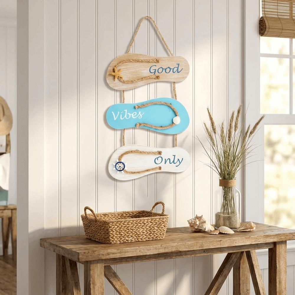 Forma Ciabatta Appeso a Parete in Legno Tema Oceano Appendi Ciabatta Arte da Parete Cartello per Porta Casa al Mare