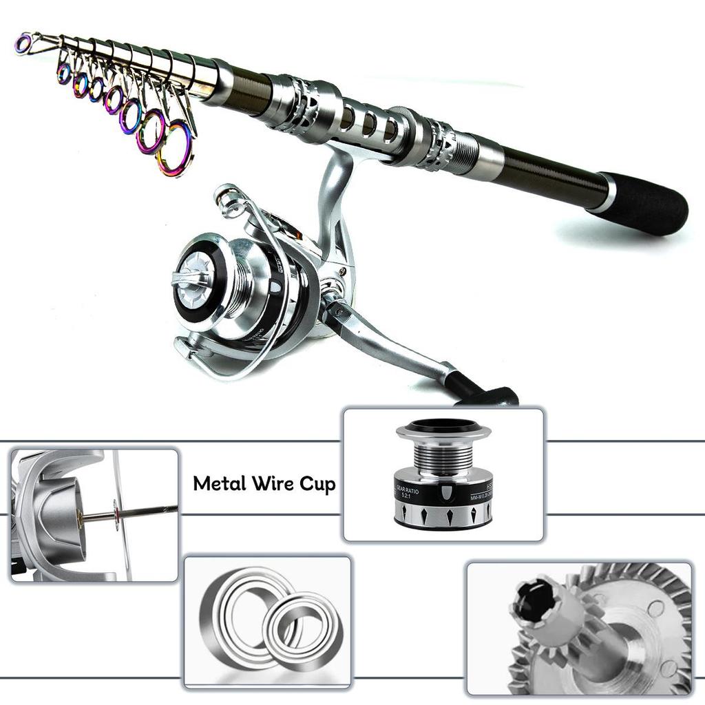 Portable Telescopic Fishing Rod & Reel Set with Soft Bait, Hook, and Line for Long Cast Sea Fishing
