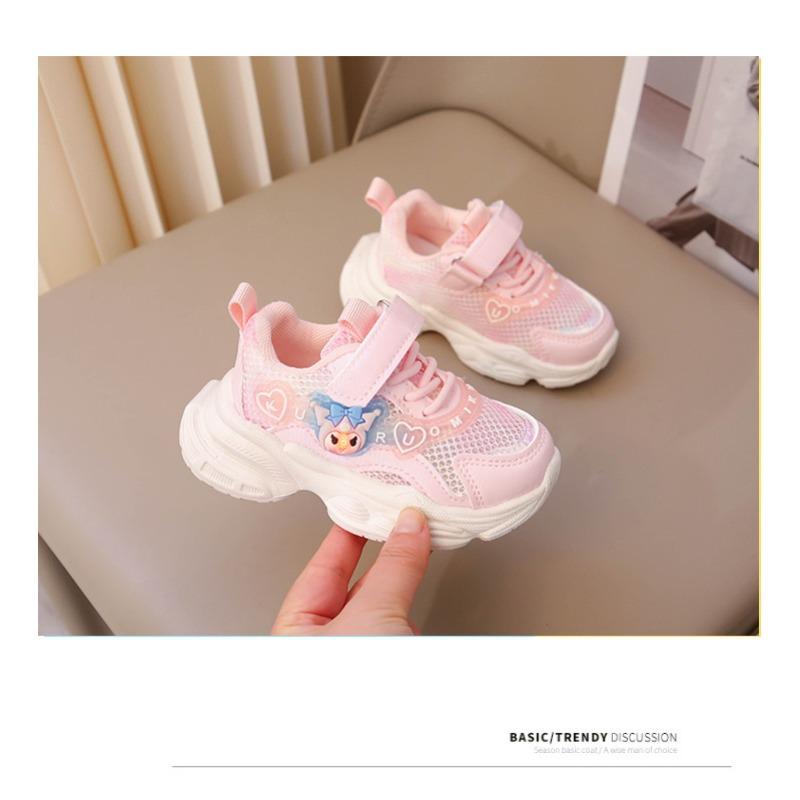 Girls Shoes Spring and Autumn Sports Shoes Foot Stepping Lamp Mesh Children Baby Breathable Mesh Shoes Casual Shoes Medium and Small Children