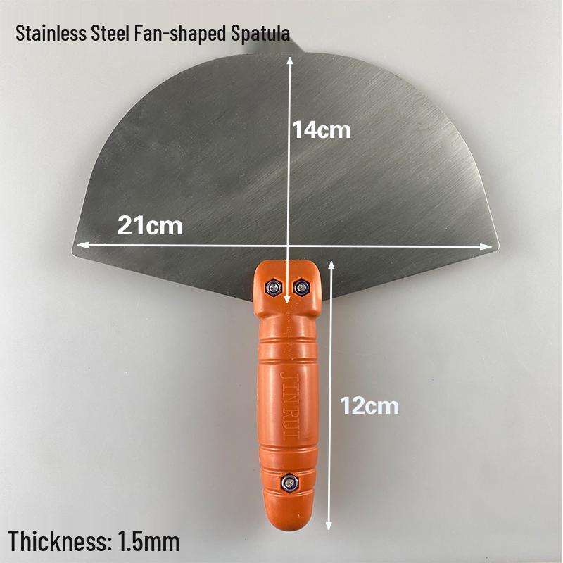 Stainless Steel Gray Curved Fan-Shaped Spatula and Putty Scraper with Thickened Handle - Free Shipping