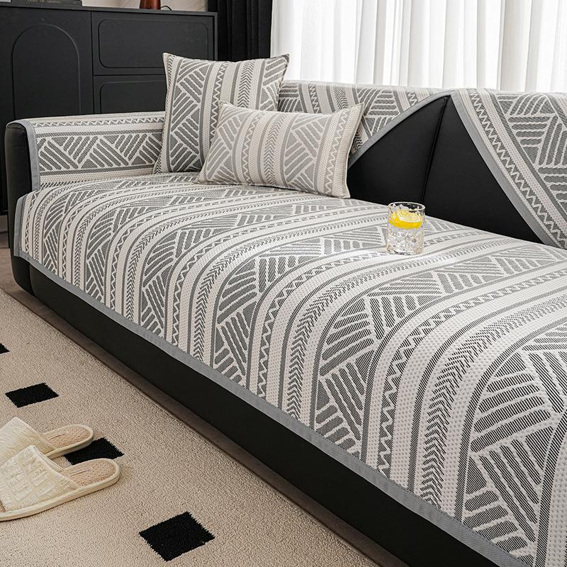 Sofa  New Leather Sofa Backrest Cloth Towel One Piece Combination Sofa Seat Cushion Popular Straight Row Light Luxury