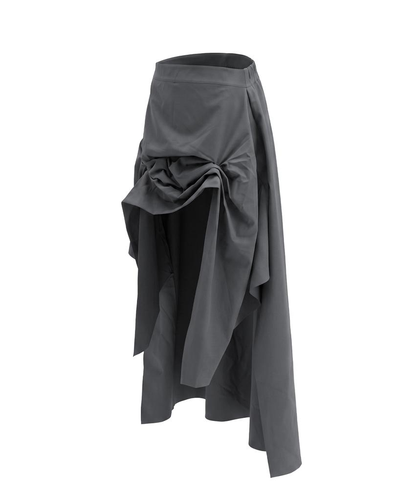 Jeongdo Mullet Tuck Skirt. Charcoal