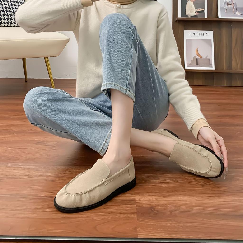 Grape mother autumn and winter new small leather shoes women's wear high-end thick-soled casual shoes pleated Korean version loafers