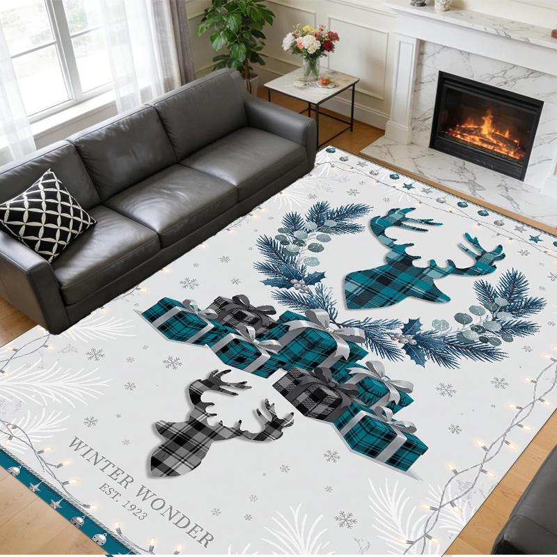 Christmas Printed Square Area Rug Soft Non Slip Floor Carpet For Bedroom Holiday Gift