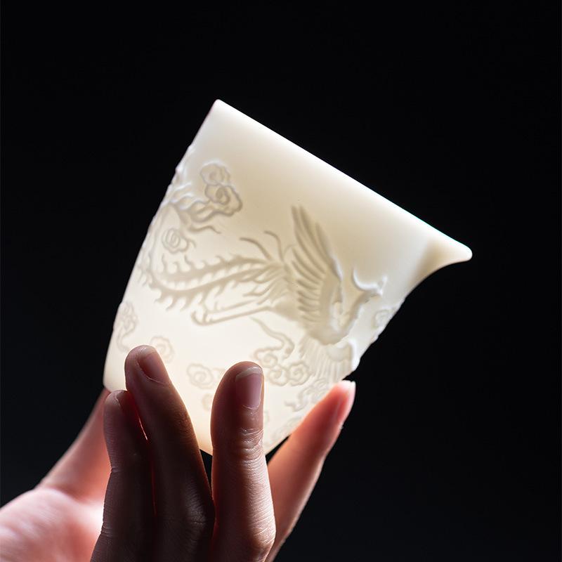 Porcellana giada di sego mare del tè coppa equa di fascia alta rilievo ceramica boutique accessori per la preparazione del tè ciotola con coperchio teiera tazza del maestro singola