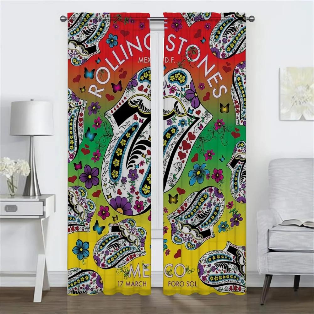 Window Curtain Room Panel Rolling Stones Halloween Decoration Living Curtains Partition Tulle Bedroom Modern Made Of Polyester Washable Sitting Ready