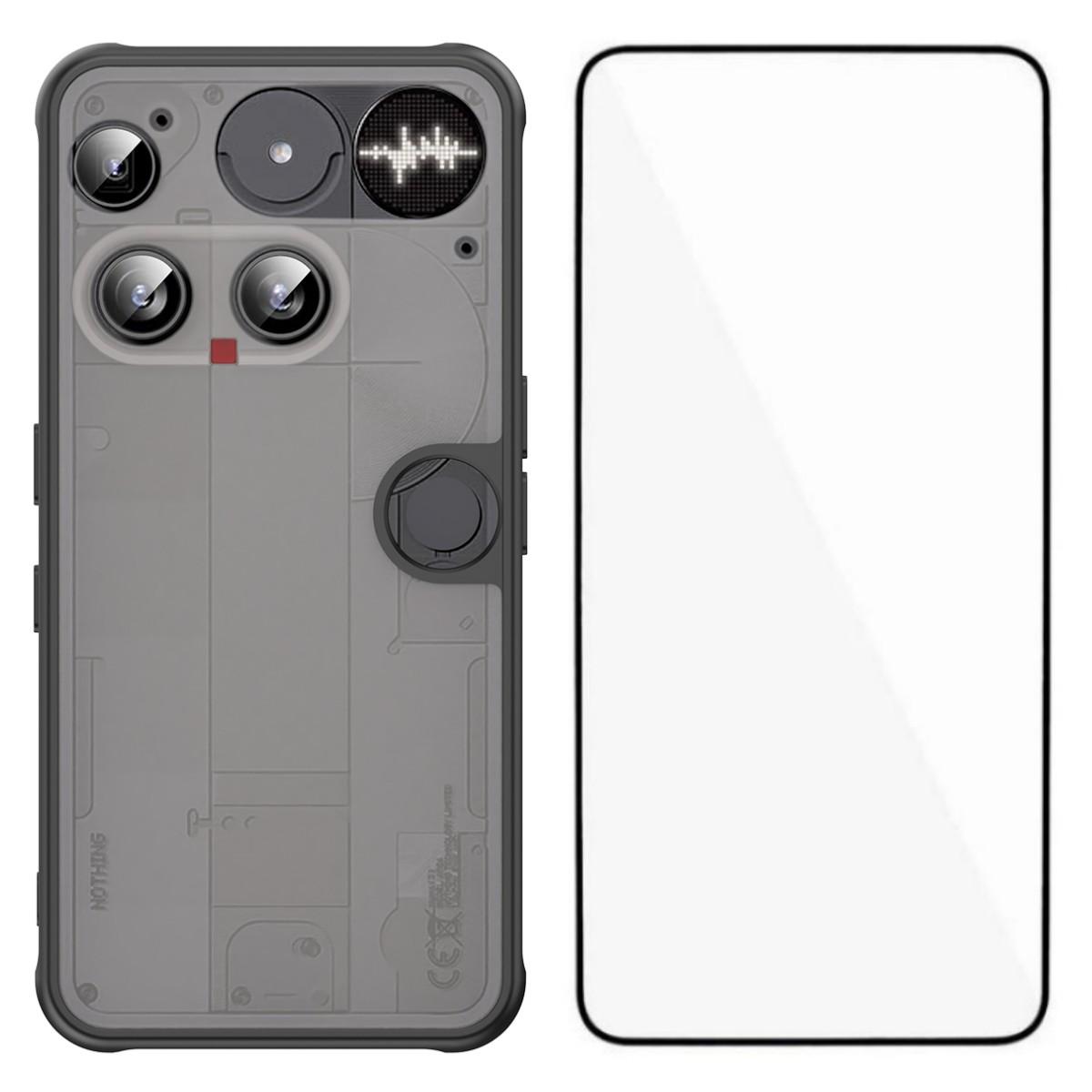 

For Nothing Phone (3) 5G Case with Screen Film WANLONFENG FD Series Skin Touch TPU PC Phone Back Cover Black