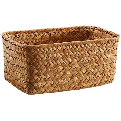 Container Storage Box Basket Home Decor Seagrass Woven Seaweed Desktop Organizer
