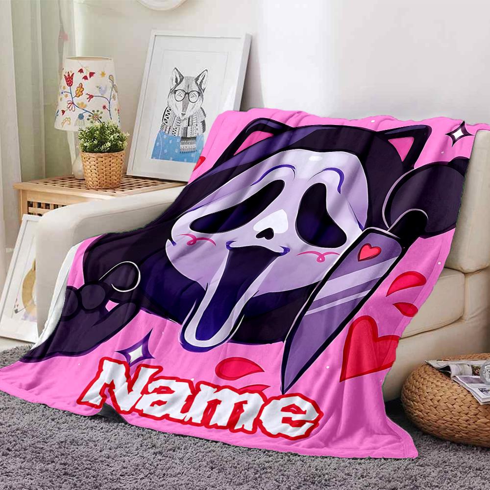 Custom Name Grim Reaper Humor Party Blanket For Couch Bed Plush Cozy Fuzzy Blanket Super Soft Warm Blankets For Fall And Winter 0916130