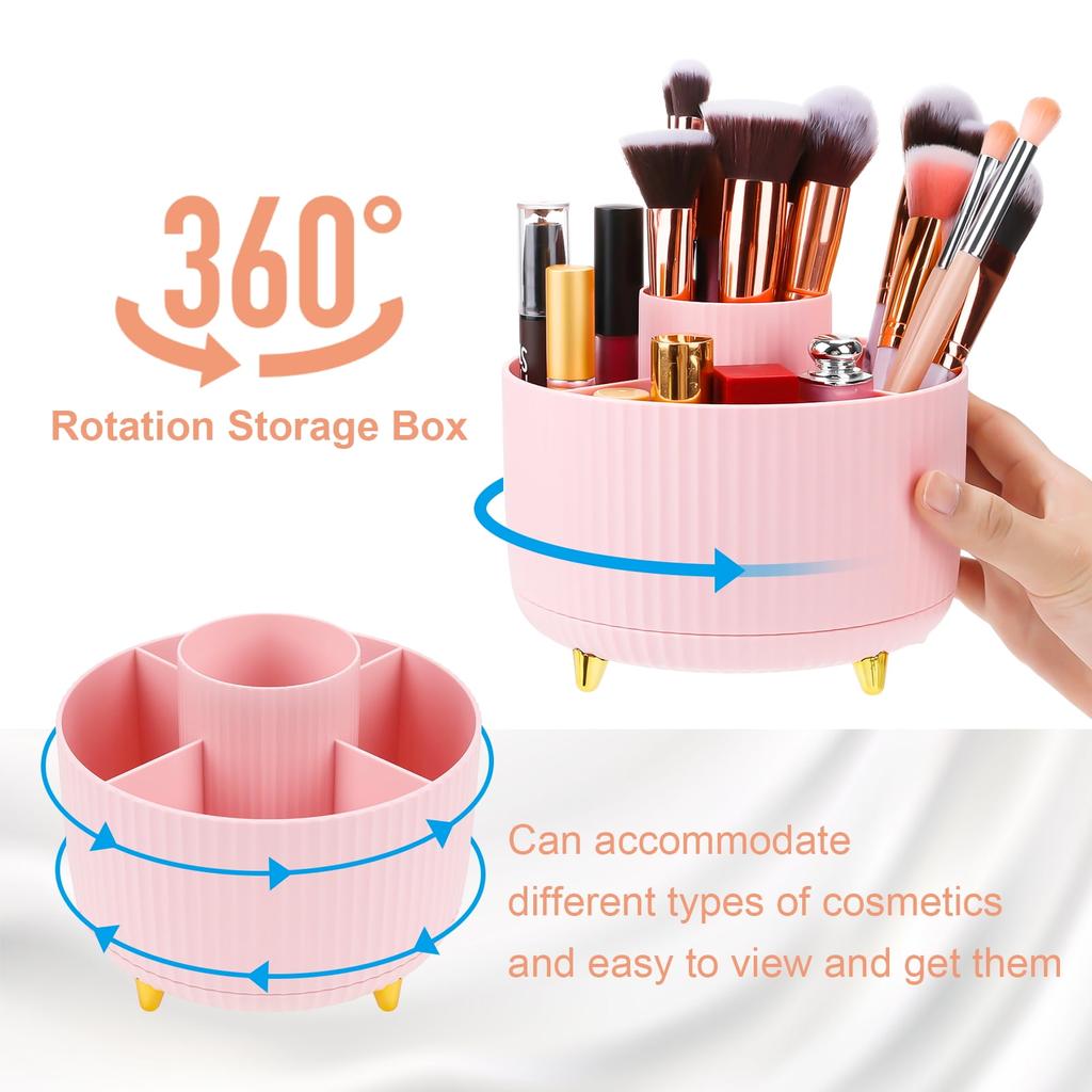 Kosmetik-Organizer mit 360°-Drehung – Make-up-Pinselhalter mit 5 Fächern für elegante Aufbewahrung