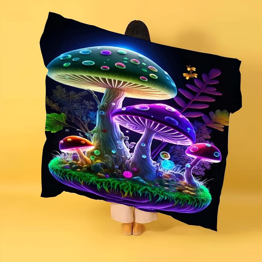 1PC Throw Fantasy Mushroom Flannel Blanket Forest Mushroom arts Bohemia style Soft thin Blankets for Home Car Camping Nap Picnic